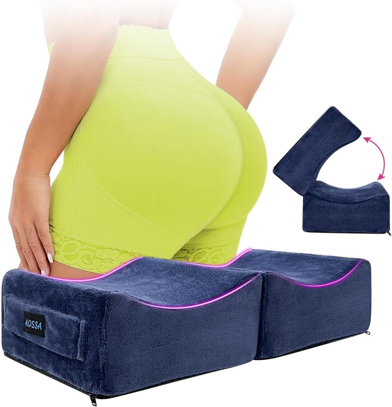 AOSSA BBL Pillow Brazilian Butt Lift Pillow After Surgery Seat Cushion Butt Pillow for Sitting Driving Post Recovery Booty Pillows Chair Butt Lift Buttocks Foam Cushion (Blue) - Image 1